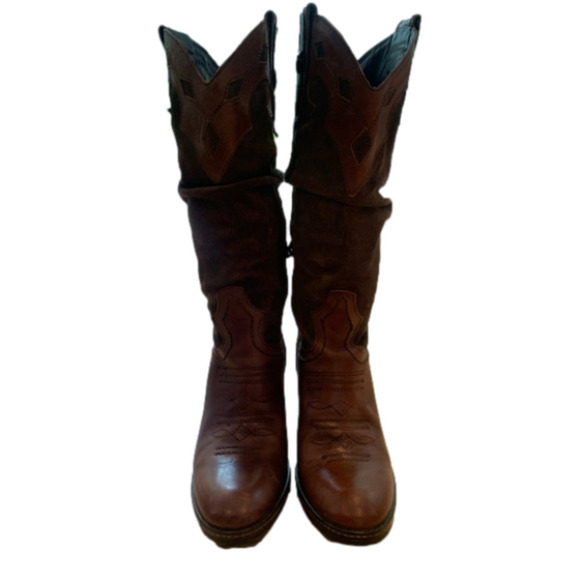 Vtg Italian ALTO GRADIMENTO Womens Brown Suede leather Cowboy boots - Picture 16 of 17